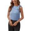 imageMakeMeChic Womens Casual Tie Shoulder Sleeveless Workwear Blouse Asymmetrical Neck Tank Shirt TopsDusty Blue