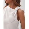 imageMakeMeChic Womens Casual Tie Shoulder Sleeveless Workwear Blouse Asymmetrical Neck Tank Shirt TopsWhite