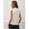 imageMakeMeChic Womens Casual Tie Shoulder Sleeveless Workwear Blouse Asymmetrical Neck Tank Shirt TopsWhite