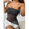imageMakeMeChic Womens Cheetah Print Tube Top Y2k Strapless Mesh Leopard Print TopsArmy Green