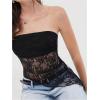 imageMakeMeChic Womens Cheetah Print Tube Top Y2k Strapless Mesh Leopard Print TopsBlack Lace