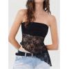 imageMakeMeChic Womens Cheetah Print Tube Top Y2k Strapless Mesh Leopard Print TopsBlack Lace