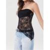 imageMakeMeChic Womens Cheetah Print Tube Top Y2k Strapless Mesh Leopard Print TopsBlack Lace