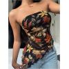 imageMakeMeChic Womens Cheetah Print Tube Top Y2k Strapless Mesh Leopard Print TopsFall Leaf Print
