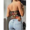 imageMakeMeChic Womens Cheetah Print Tube Top Y2k Strapless Mesh Leopard Print TopsFall Leaf Print