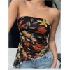imageMakeMeChic Womens Cheetah Print Tube Top Y2k Strapless Mesh Leopard Print TopsFall Leaf Print