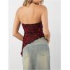 imageMakeMeChic Womens Cheetah Print Tube Top Y2k Strapless Mesh Leopard Print TopsRed and Black