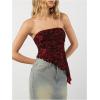 imageMakeMeChic Womens Cheetah Print Tube Top Y2k Strapless Mesh Leopard Print TopsRed and Black