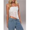 imageMakeMeChic Womens Cheetah Print Tube Top Y2k Strapless Mesh Leopard Print TopsWhite Lace