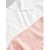 imageMakeMeChic Womens Color Block Collar V Neck Long Sleeve Split Hem Blouse Shirt TopsPink and White