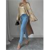 imageMakeMeChic Womens Metallic Blouse Long Sleeve Boat Neck Asymmetrical Hem Dolman Shirt TopsGold