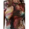 imageMakeMeChic Womens Y2k Mesh Top Short Sleeve Graphic Baby Tee Crop T Shirt TopsMulticolor