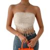 imageMakeMeChic Womens Boho Crop Tube Top Floral Tie Back Cute Bandana TopsApricot Solid
