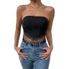 imageMakeMeChic Womens Boho Crop Tube Top Floral Tie Back Cute Bandana TopsBlack