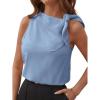 imageMakeMeChic Womens Casual Tie Shoulder Sleeveless Workwear Blouse Asymmetrical Neck Tank Shirt TopsDusty Blue