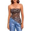 imageMakeMeChic Womens Cheetah Print Tube Top Y2k Strapless Mesh Leopard Print TopsMulticolor