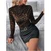 imageMakeMeChic Womens Leopard Print Mock Neck Slim Fit Long Sleeve Ruched Tee Shirt TopsCoffee Brown
