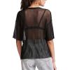imageMakeMeChic Womens Summer Short Sleeve Tops Rock Concert Outfits Sequin See Through Mesh Sheer T Shirts BlouseA Black