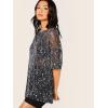 imageMakeMeChic Womens Summer Short Sleeve Tops Rock Concert Outfits Sequin See Through Mesh Sheer T Shirts BlouseBlack Galaxy