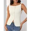 imageMakeMeChic Womens Vest Top Trendy Button Up Tank Tops Asymmetrical Y2k Going Out TopApricot