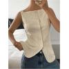 imageMakeMeChic Womens Vest Top Trendy Button Up Tank Tops Asymmetrical Y2k Going Out TopApricot B