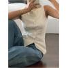 imageMakeMeChic Womens Vest Top Trendy Button Up Tank Tops Asymmetrical Y2k Going Out TopApricot B