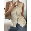 imageMakeMeChic Womens Vest Top Trendy Button Up Tank Tops Asymmetrical Y2k Going Out TopApricot B