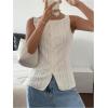 imageMakeMeChic Womens Vest Top Trendy Button Up Tank Tops Asymmetrical Y2k Going Out TopBeige