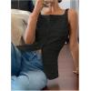 imageMakeMeChic Womens Vest Top Trendy Button Up Tank Tops Asymmetrical Y2k Going Out TopBlack