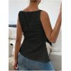 imageMakeMeChic Womens Vest Top Trendy Button Up Tank Tops Asymmetrical Y2k Going Out TopBlack
