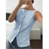 imageMakeMeChic Womens Vest Top Trendy Button Up Tank Tops Asymmetrical Y2k Going Out TopBlue
