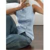 imageMakeMeChic Womens Vest Top Trendy Button Up Tank Tops Asymmetrical Y2k Going Out TopBlue