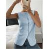 imageMakeMeChic Womens Vest Top Trendy Button Up Tank Tops Asymmetrical Y2k Going Out TopBlue