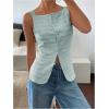 imageMakeMeChic Womens Vest Top Trendy Button Up Tank Tops Asymmetrical Y2k Going Out TopBlue a