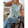 imageMakeMeChic Womens Vest Top Trendy Button Up Tank Tops Asymmetrical Y2k Going Out TopBlue a