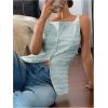 imageMakeMeChic Womens Vest Top Trendy Button Up Tank Tops Asymmetrical Y2k Going Out TopBlue a