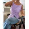 imageMakeMeChic Womens Vest Top Trendy Button Up Tank Tops Asymmetrical Y2k Going Out TopMauve Purple
