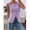 imageMakeMeChic Womens Vest Top Trendy Button Up Tank Tops Asymmetrical Y2k Going Out TopMauve Purple
