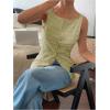 imageMakeMeChic Womens Vest Top Trendy Button Up Tank Tops Asymmetrical Y2k Going Out TopMint Green