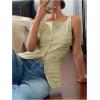 imageMakeMeChic Womens Vest Top Trendy Button Up Tank Tops Asymmetrical Y2k Going Out TopMint Green