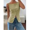 imageMakeMeChic Womens Vest Top Trendy Button Up Tank Tops Asymmetrical Y2k Going Out TopMint Green
