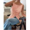 imageMakeMeChic Womens Vest Top Trendy Button Up Tank Tops Asymmetrical Y2k Going Out TopPink