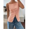 imageMakeMeChic Womens Vest Top Trendy Button Up Tank Tops Asymmetrical Y2k Going Out TopPink a