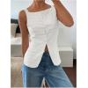 imageMakeMeChic Womens Vest Top Trendy Button Up Tank Tops Asymmetrical Y2k Going Out TopWhite