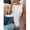 imageMakeMeChic Womens Vest Top Trendy Button Up Tank Tops Asymmetrical Y2k Going Out TopWhite