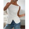 imageMakeMeChic Womens Vest Top Trendy Button Up Tank Tops Asymmetrical Y2k Going Out TopWhite