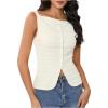 imageMakeMeChic Womens Vest Top Trendy Button Up Tank Tops Asymmetrical Y2k Going Out TopApricot
