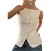 imageMakeMeChic Womens Vest Top Trendy Button Up Tank Tops Asymmetrical Y2k Going Out TopApricot B