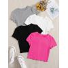 imageMakeMeChic Womens 4 Pack Short Sleeve Lettuce Trim Ribbed Knit Tees Crop TopsMulti F