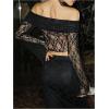 imageMakeMeChic Womens Cheetah Print Top Off The Shoulder Bell Sleeve Tops Mesh Lettuce Trim Y2K Cropped Tee ShirtLace